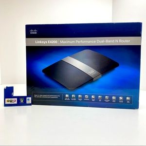 Cisco Linksys E4200 Maximum Performance Dual-Band N Router w/Box, SetUp Disc